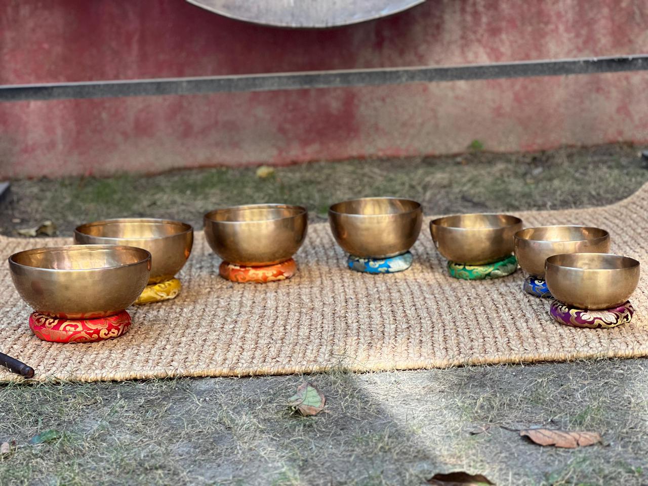  Plain Golden Chakra Singing Bowl Set