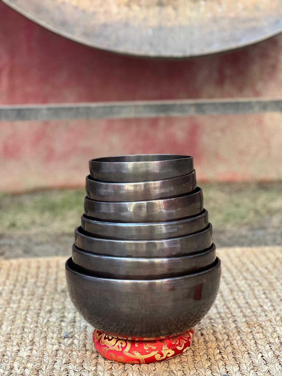Plain Black Chakra Set Handmade Bowl